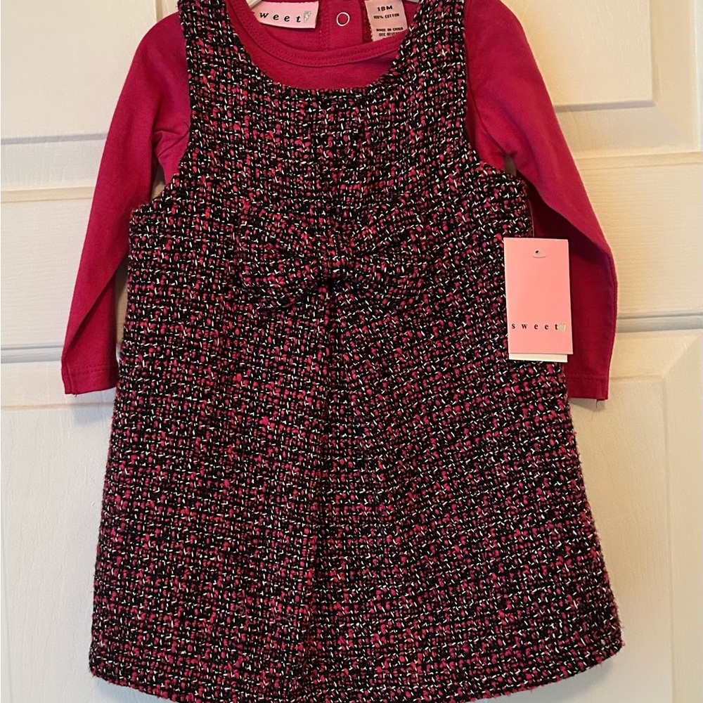 Sweet Pink and Black Kids Casual Dress